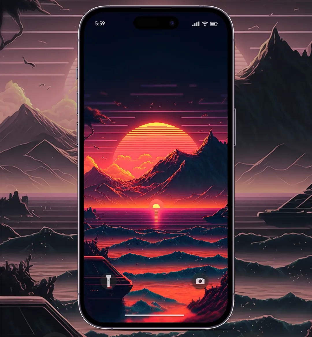 Free Download Synthwave Sunset Ai Art Wallpaper 4k For Phone 1080x1165 For Your Desktop 