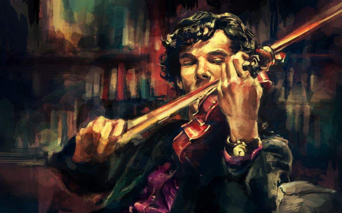 Men Violins Sherlock Holmes Artwork Benedict Cumberbatch