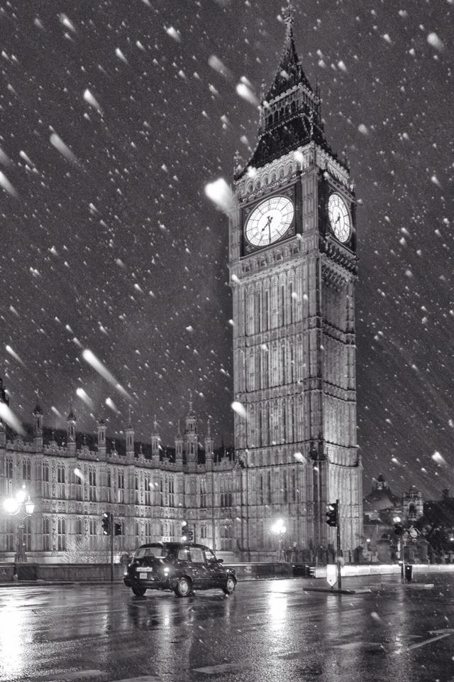 Big Ben In Snow Night London Wallpaper Aesthetic