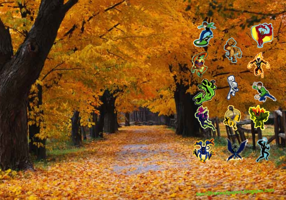 Ben Ten Desktop Wallpaper Alien Monsters In Autumn Trees