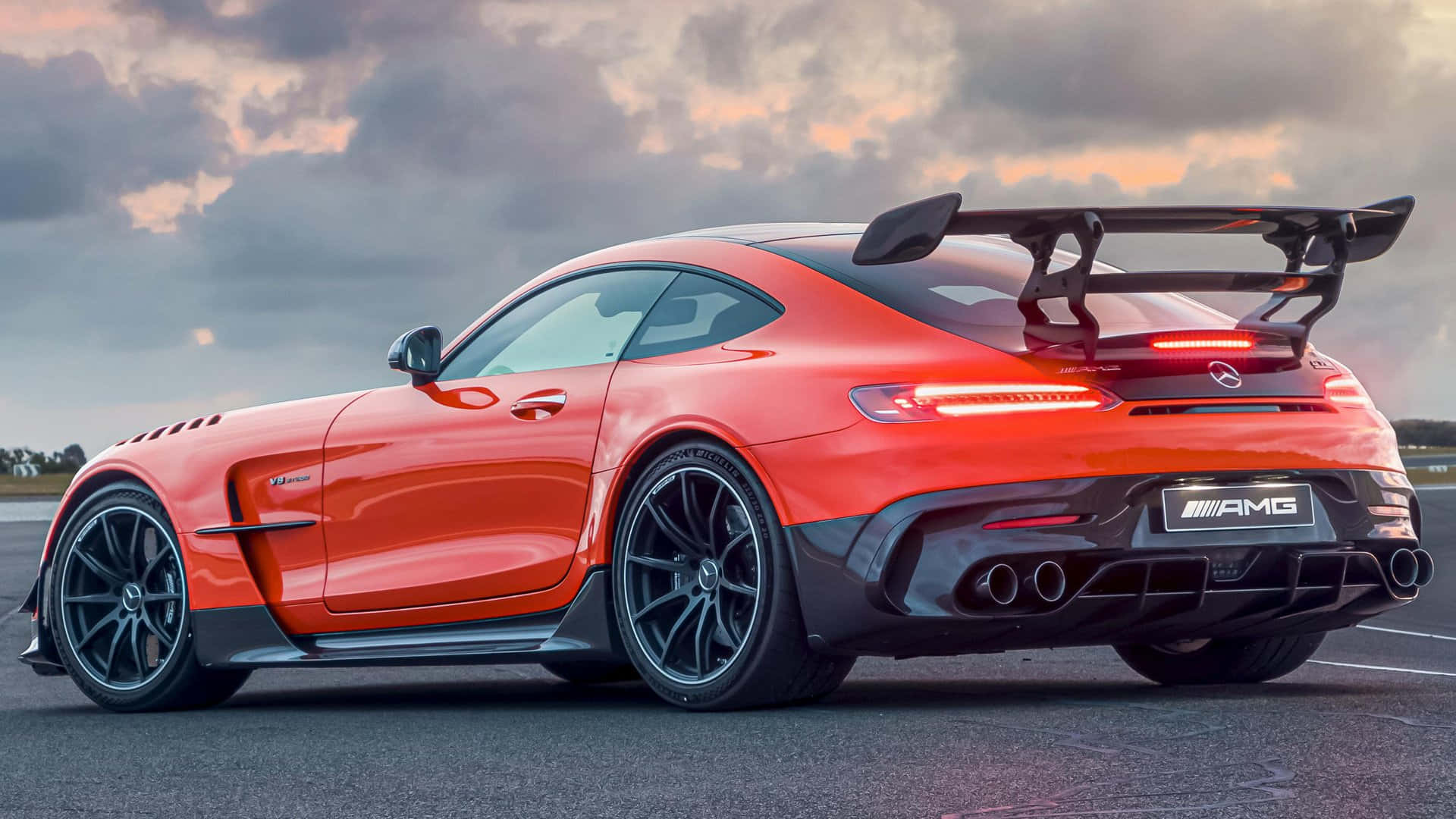 Orange Mercedes Gts Back Wallpaper