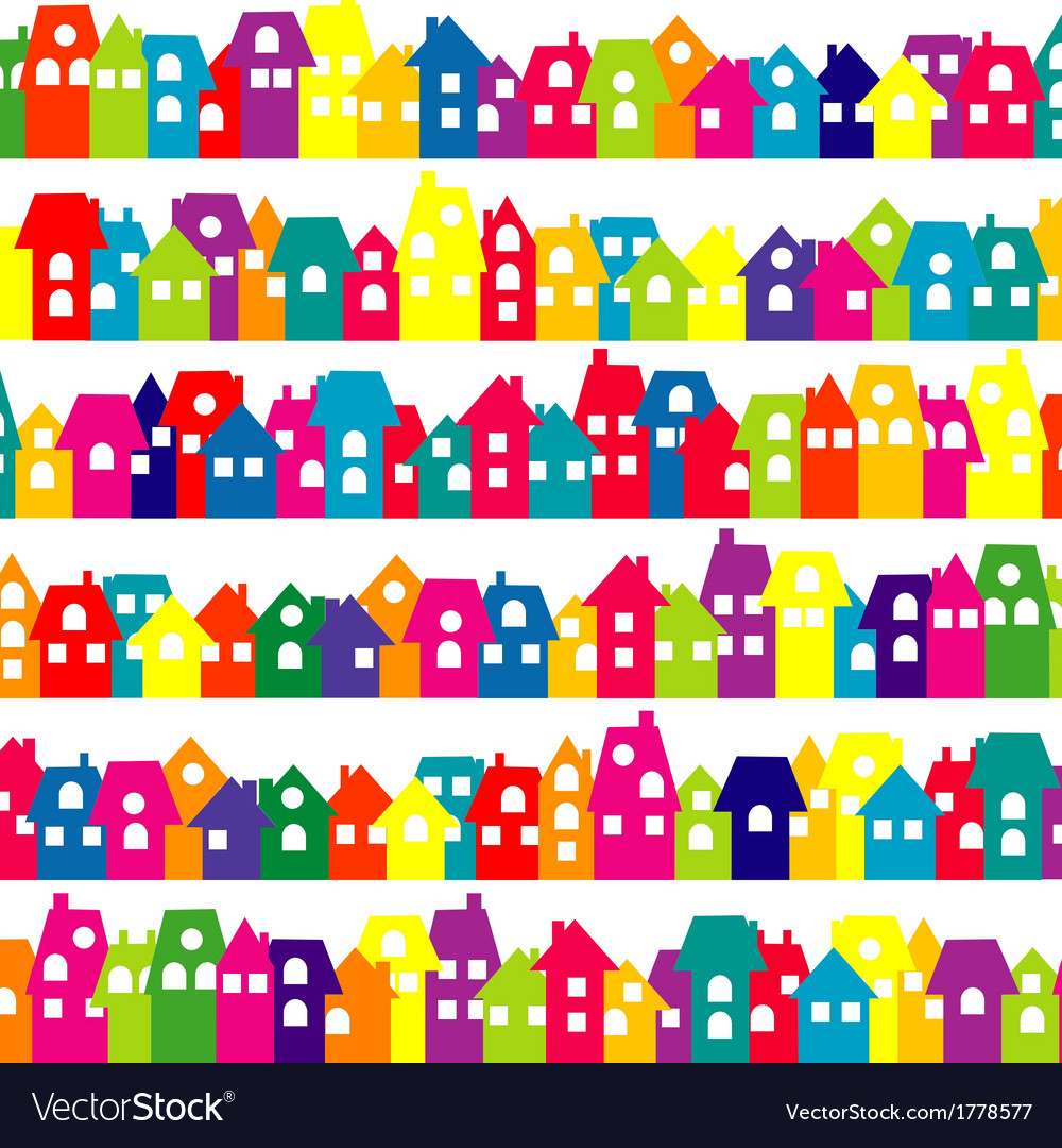 Background With Colored Doodle Houses Royalty Vector