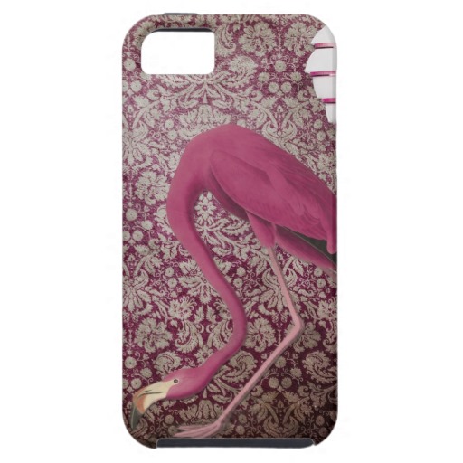 Pink Flamingo On Vintage Wallpaper iPhone Covers