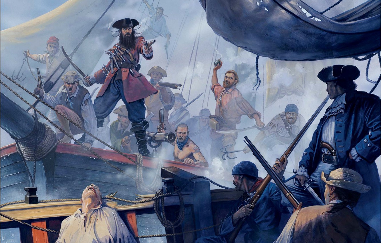 Wallpaper Weapons Figure Battle Art Pirates Capture Muskets