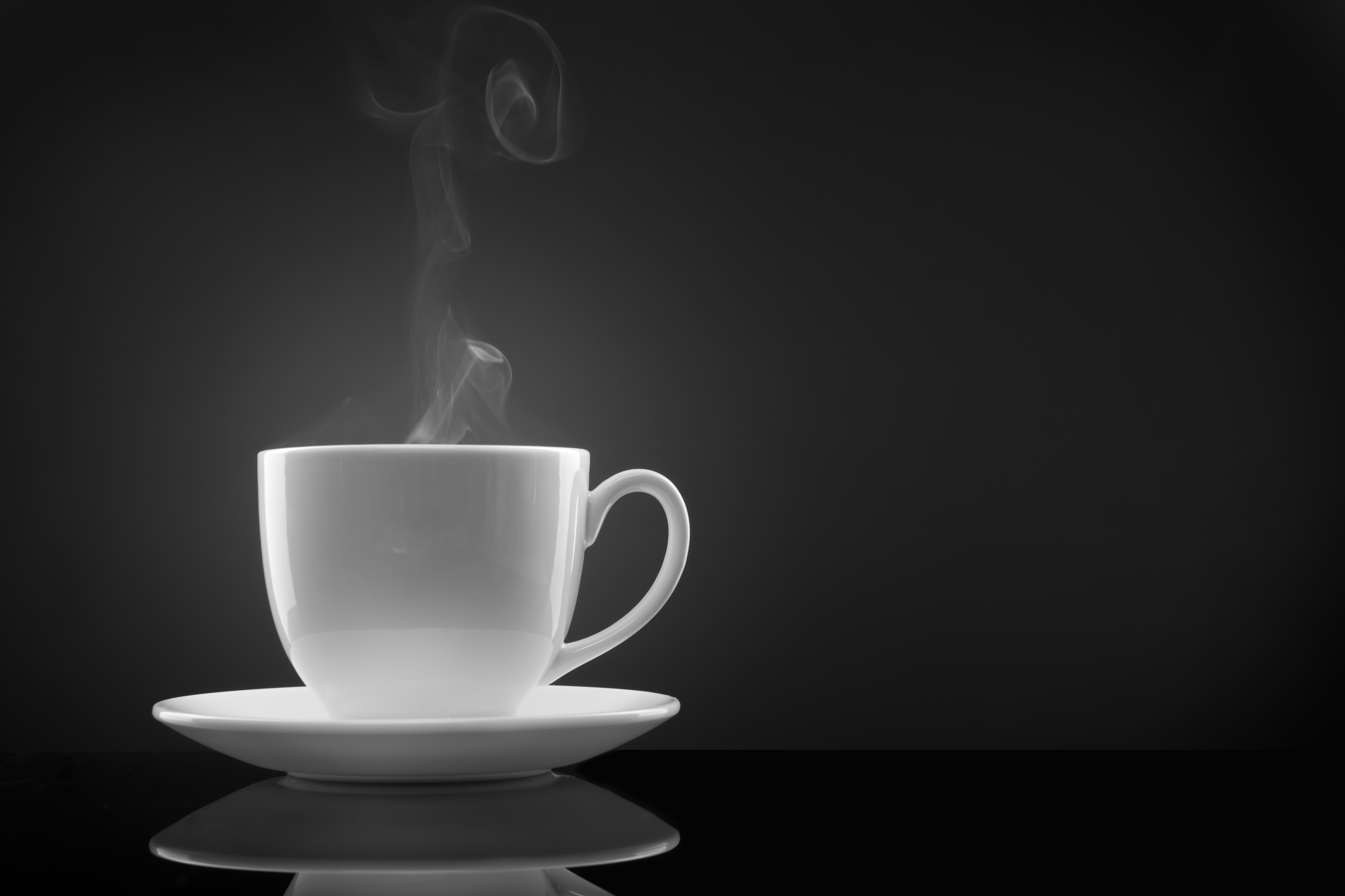 Wallpaper Coffee Steam Cup Black Background