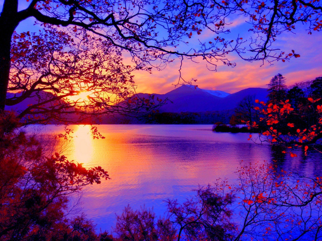 Autumn Landscape With A Sunset Wallpaper And Image