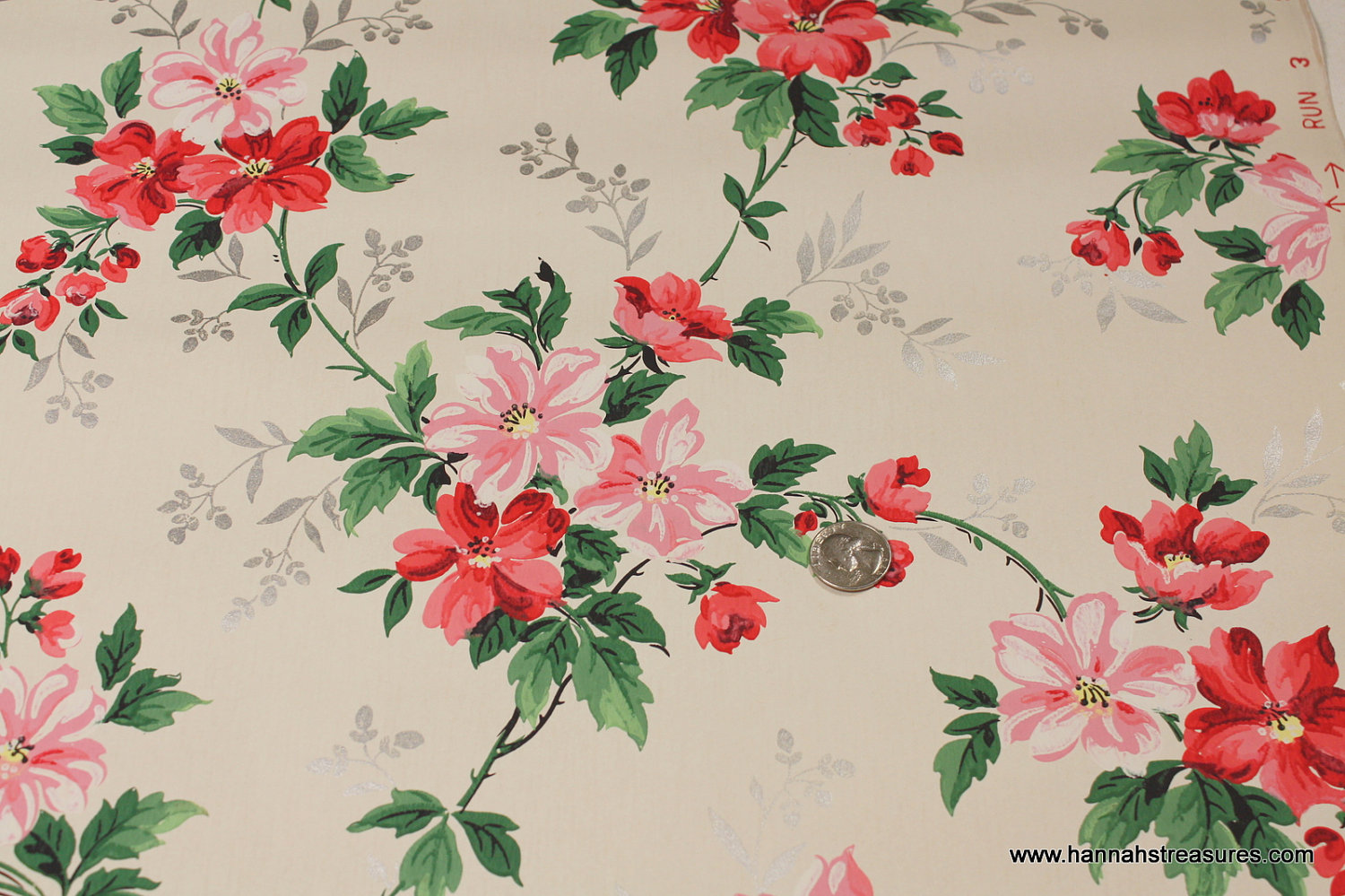 S Vintage Wallpaper Pretty Pink Floral By Hannahstreasures