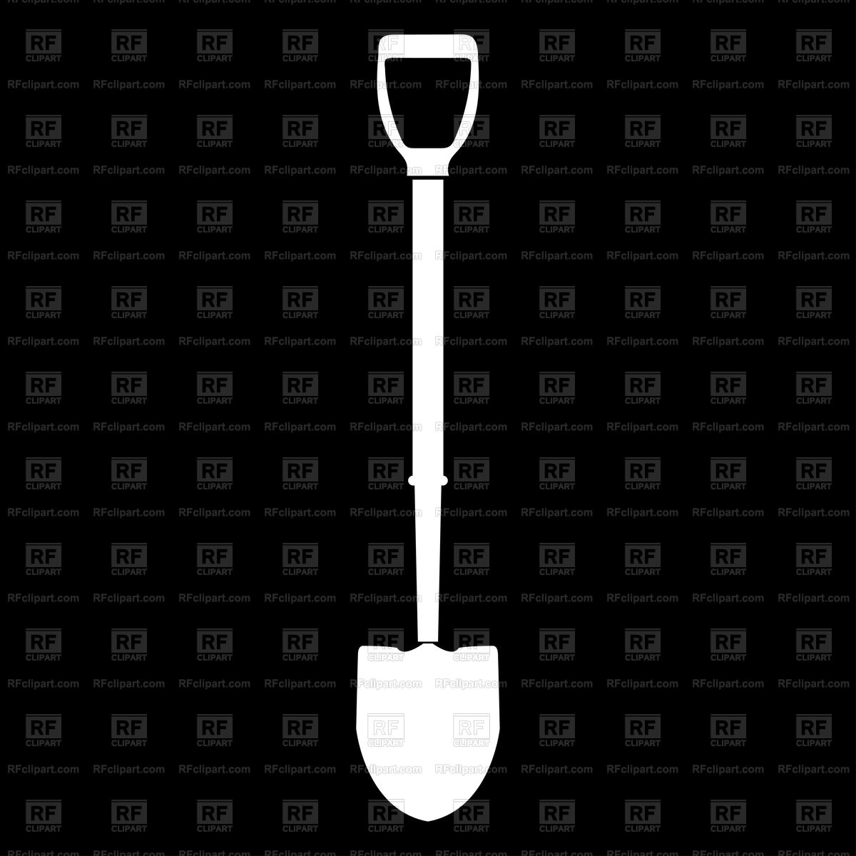 Shovel White Icon On Black Background Vector Stock Image Of