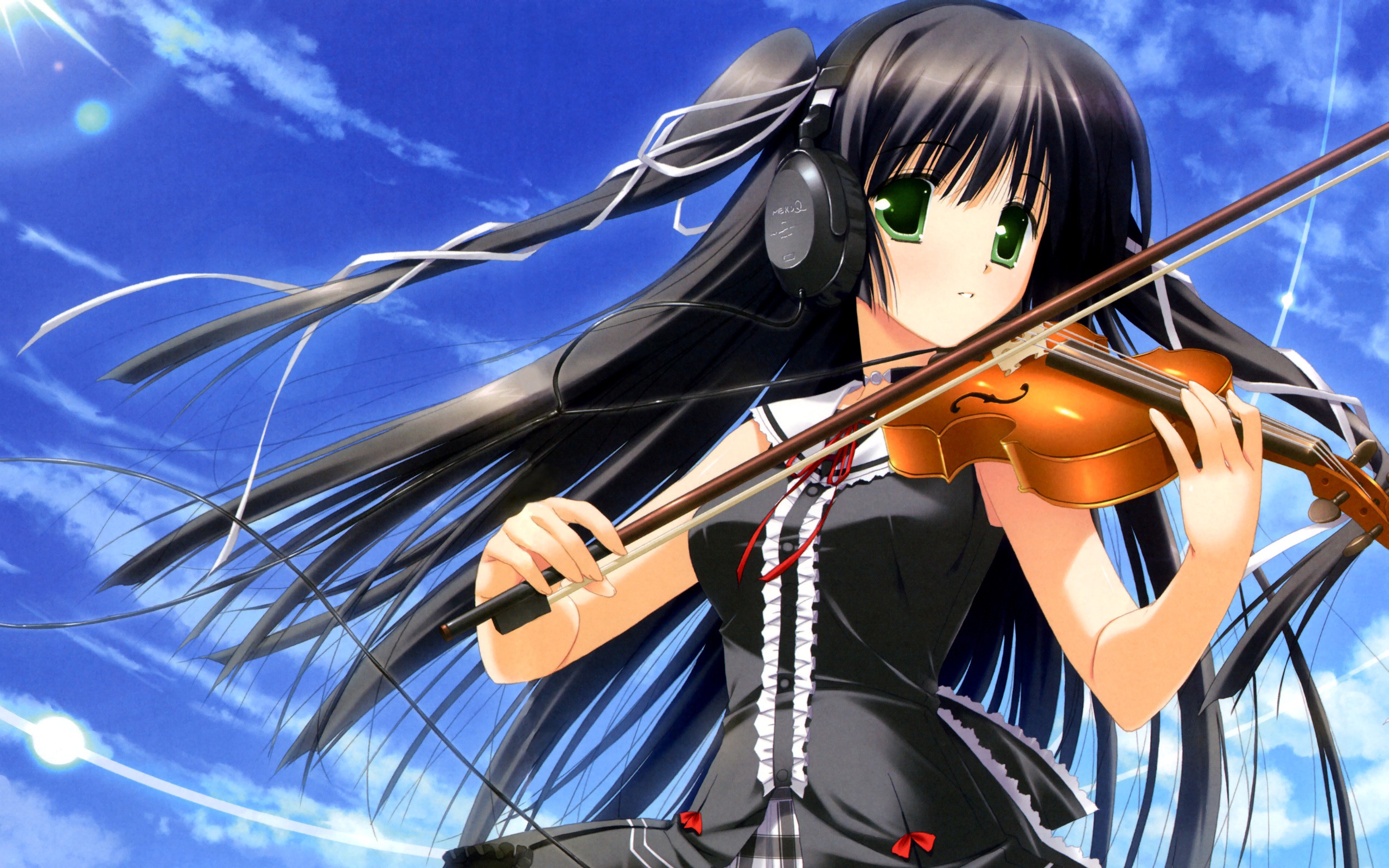 Black haired female anime character playing violin digital wallpaper HD  wallpaper | Wallpaper Flare