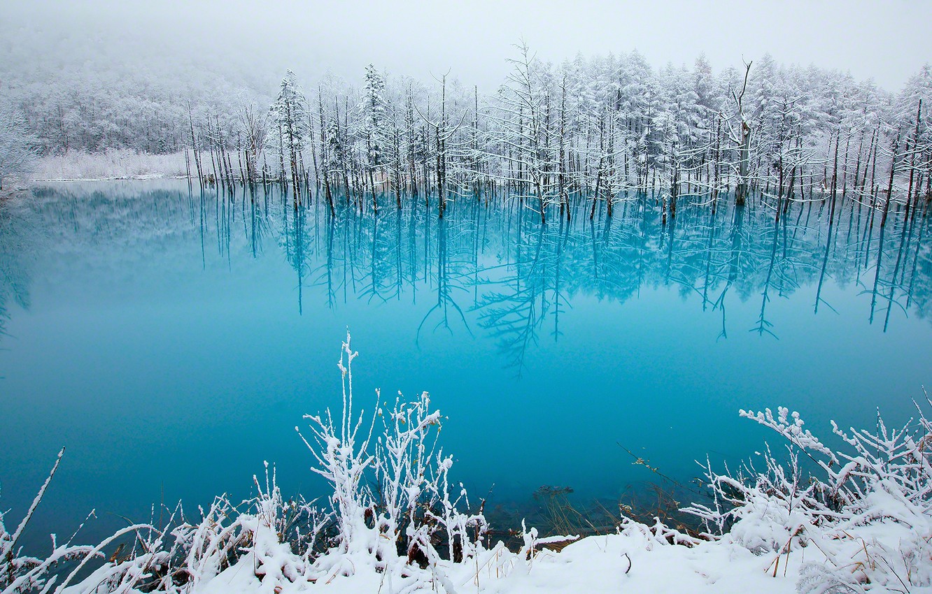 Wallpaper Winter Lake Beauty Tale Japan Photo Blue Snow