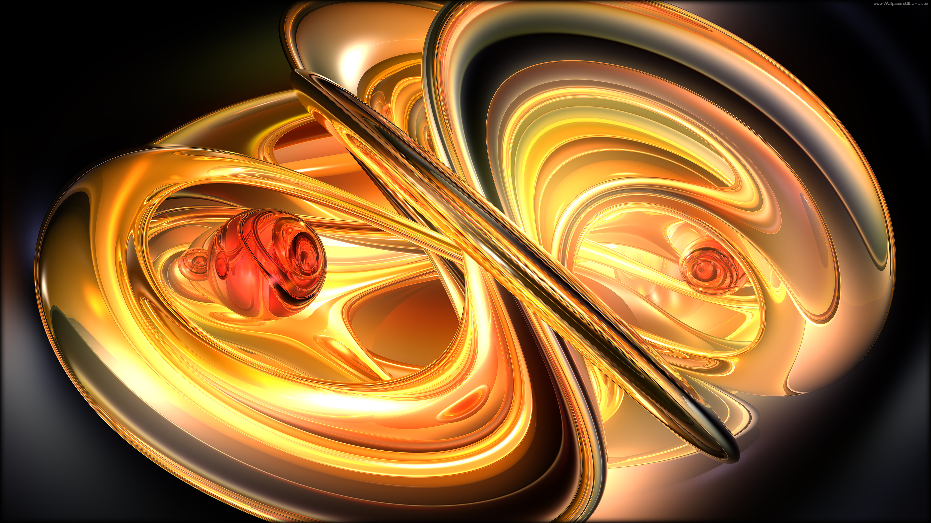 Ultra HD Wallpaper 4k 3d Red Abstraction Ball With Gold Rings