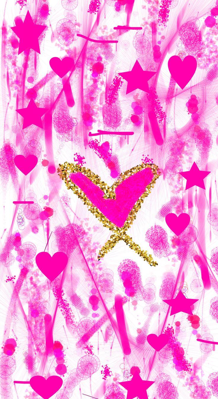 Pink Preppy Heart Wallpaper Abstract Artwork