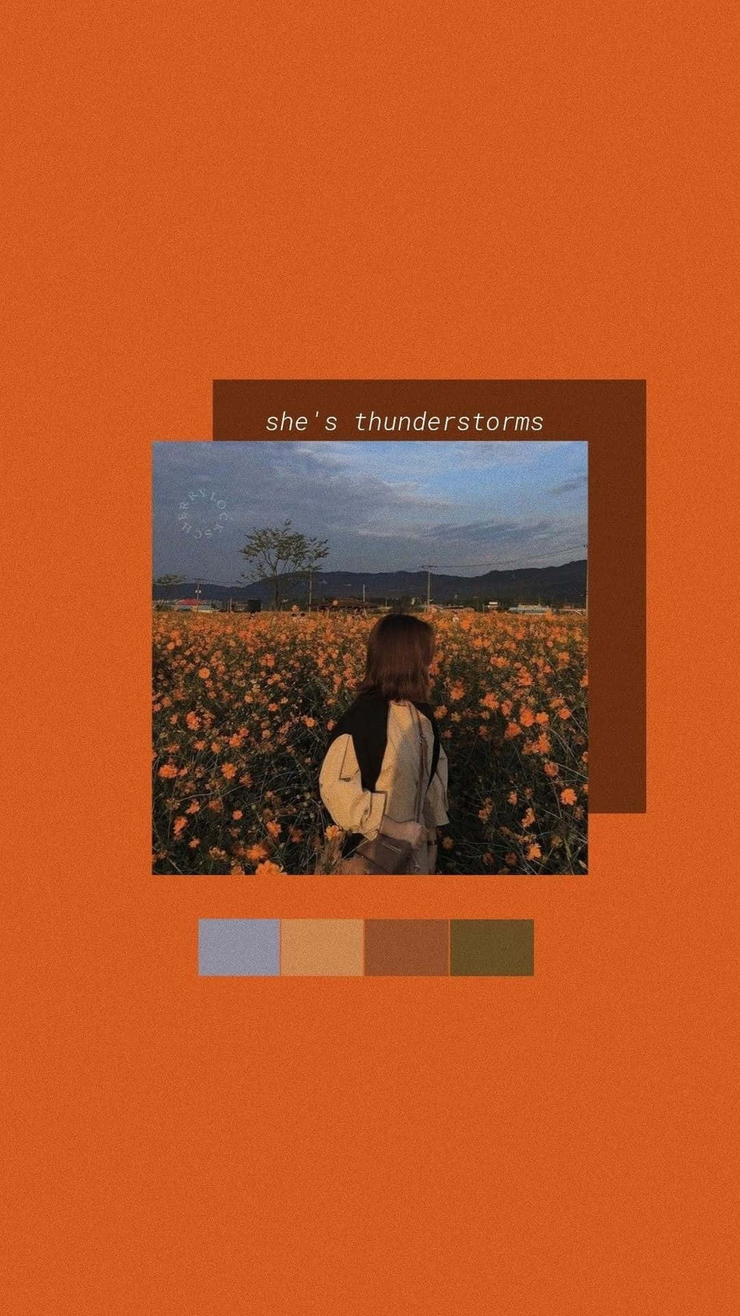 Orange iPhone Girl Aesthetic Wallpaper