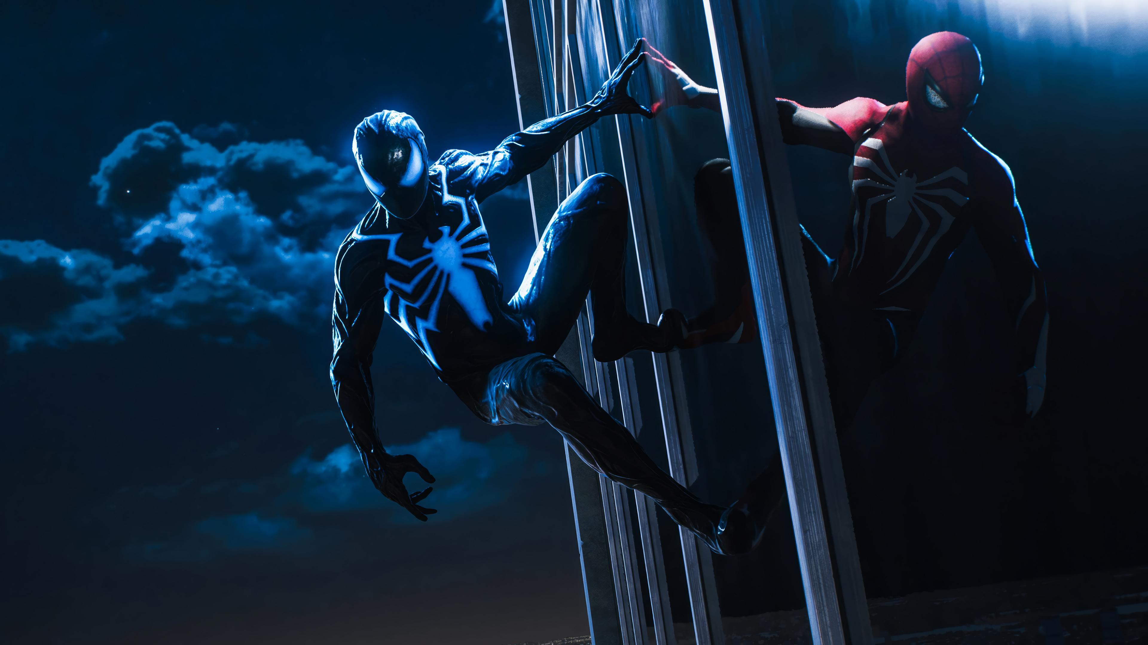 Spider Man Symbiote Suit Reflection Marvel S 4k