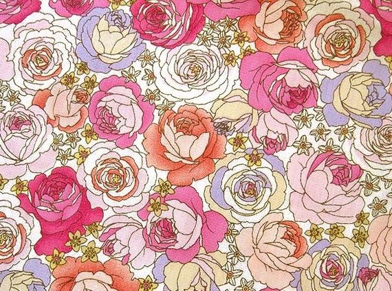 Japanese Cotton Fabric Roses Of Versailles Half Yard
