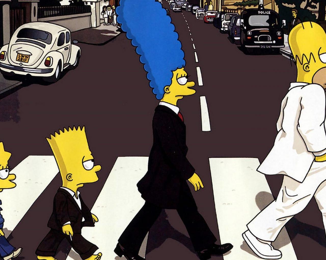 Abbey Road Homer Simpson The Simpsons Wallpaper