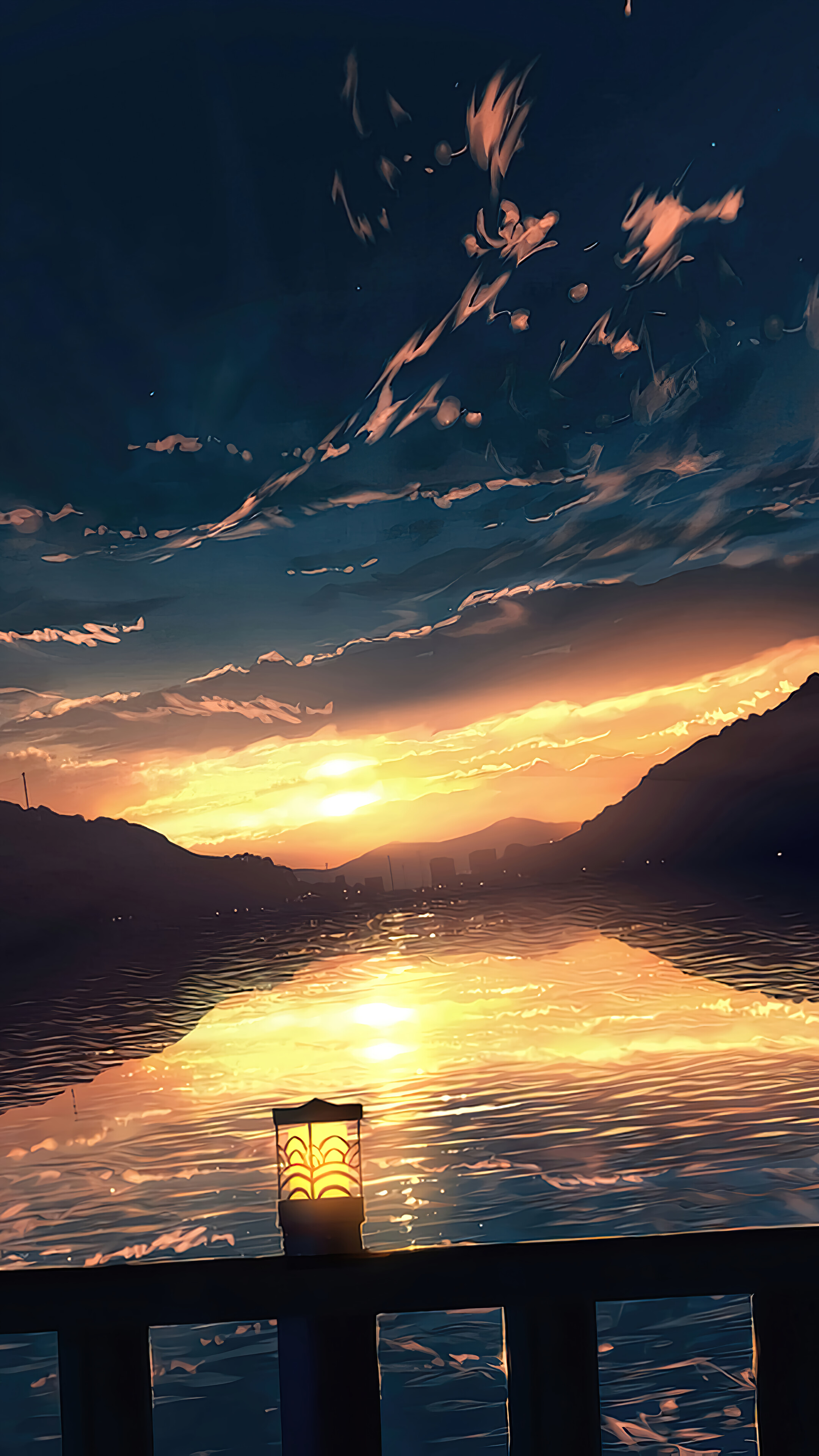 Horizon Anime Scenery Sunset Sky Clouds 4k Wallpaper