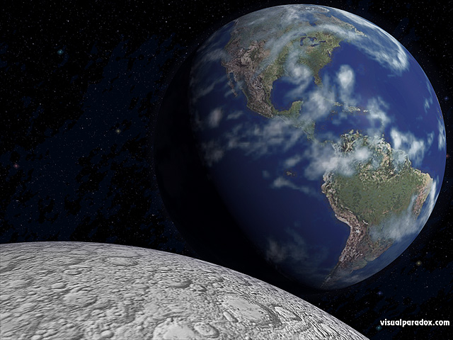 Visual Paradox 3d Wallpaper Earth Rise Multiple Sizes