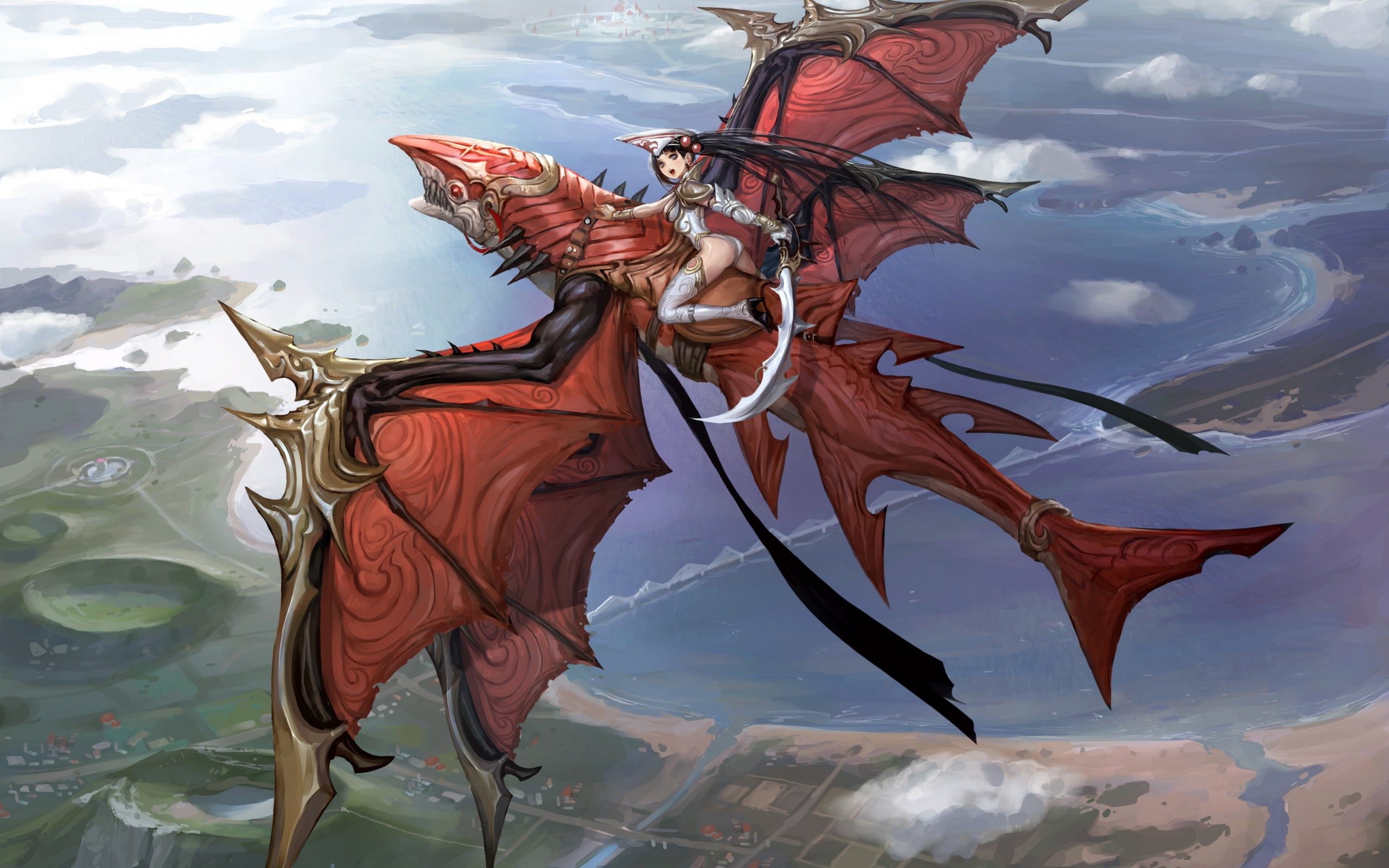 Anime Dragon Flying HD Wallpaper For Desktop And Mobile