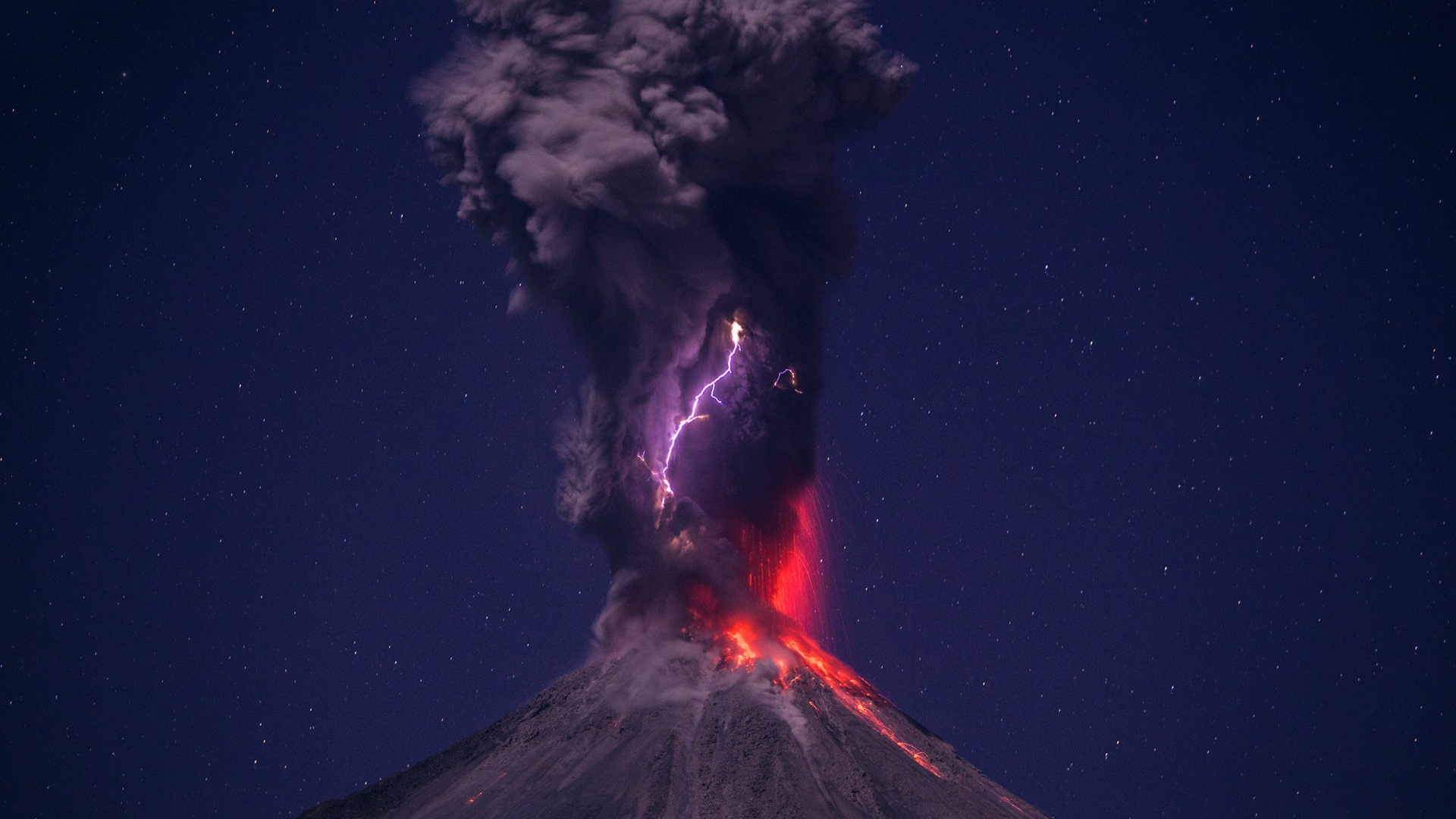 Volcano Bolt Smoke Eruption Desktop Pc And Mac Wallpaper