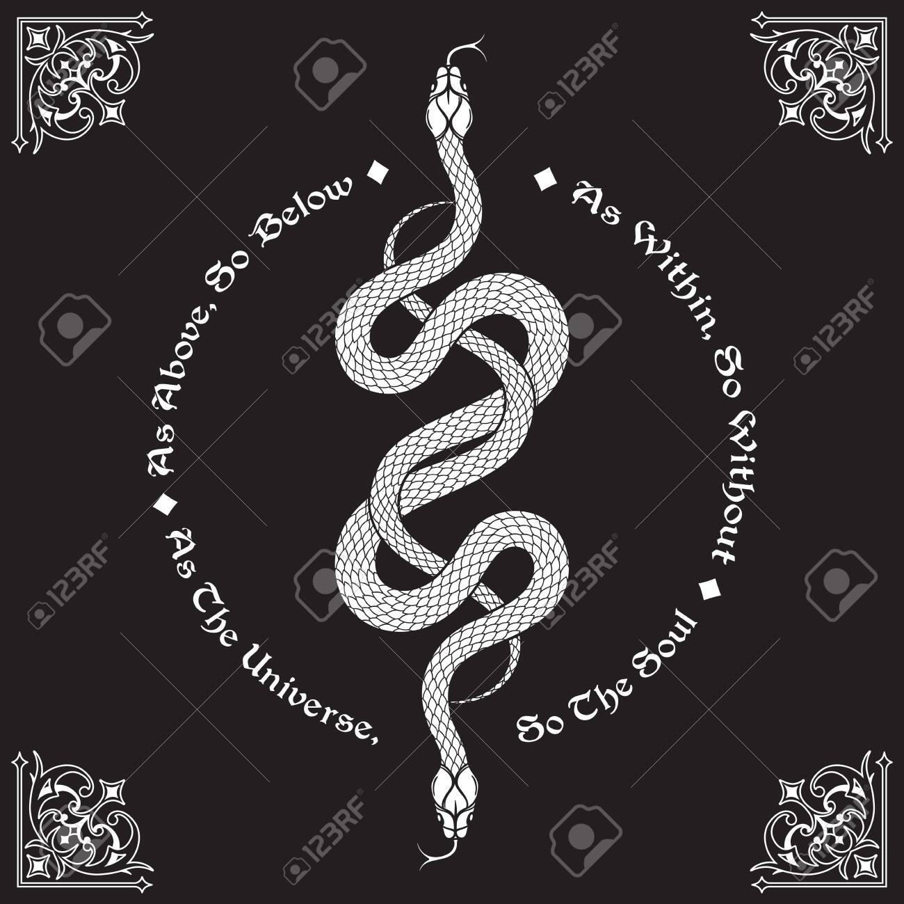Two Serpents Intertwined Inscription Is A Maxim In Hermeticism
