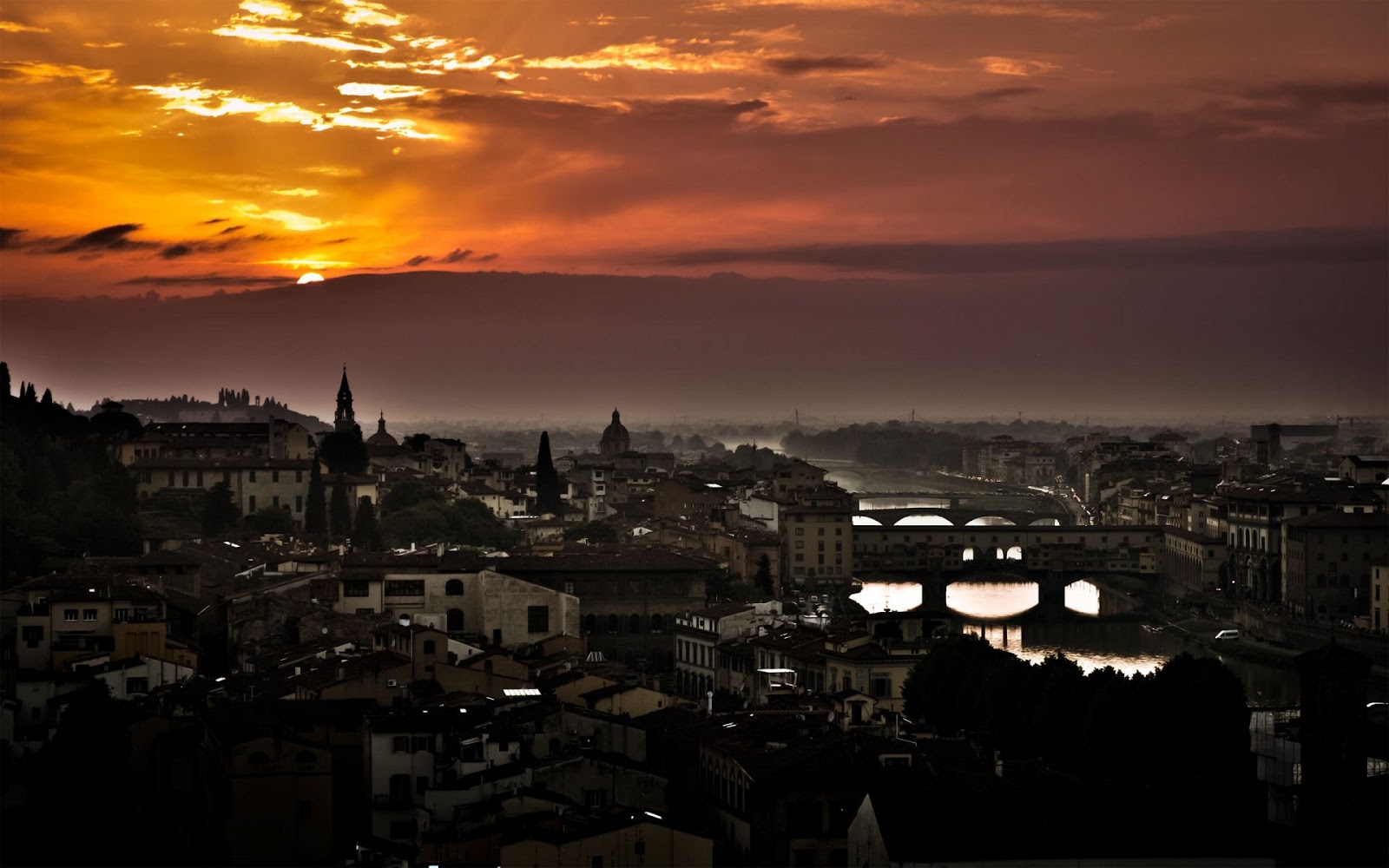 Florence City Sunset Full HD Desktop Wallpaper 1080p