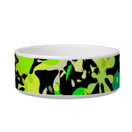 Green Paint Splatter Wallpaper Design Cat Water Bowls