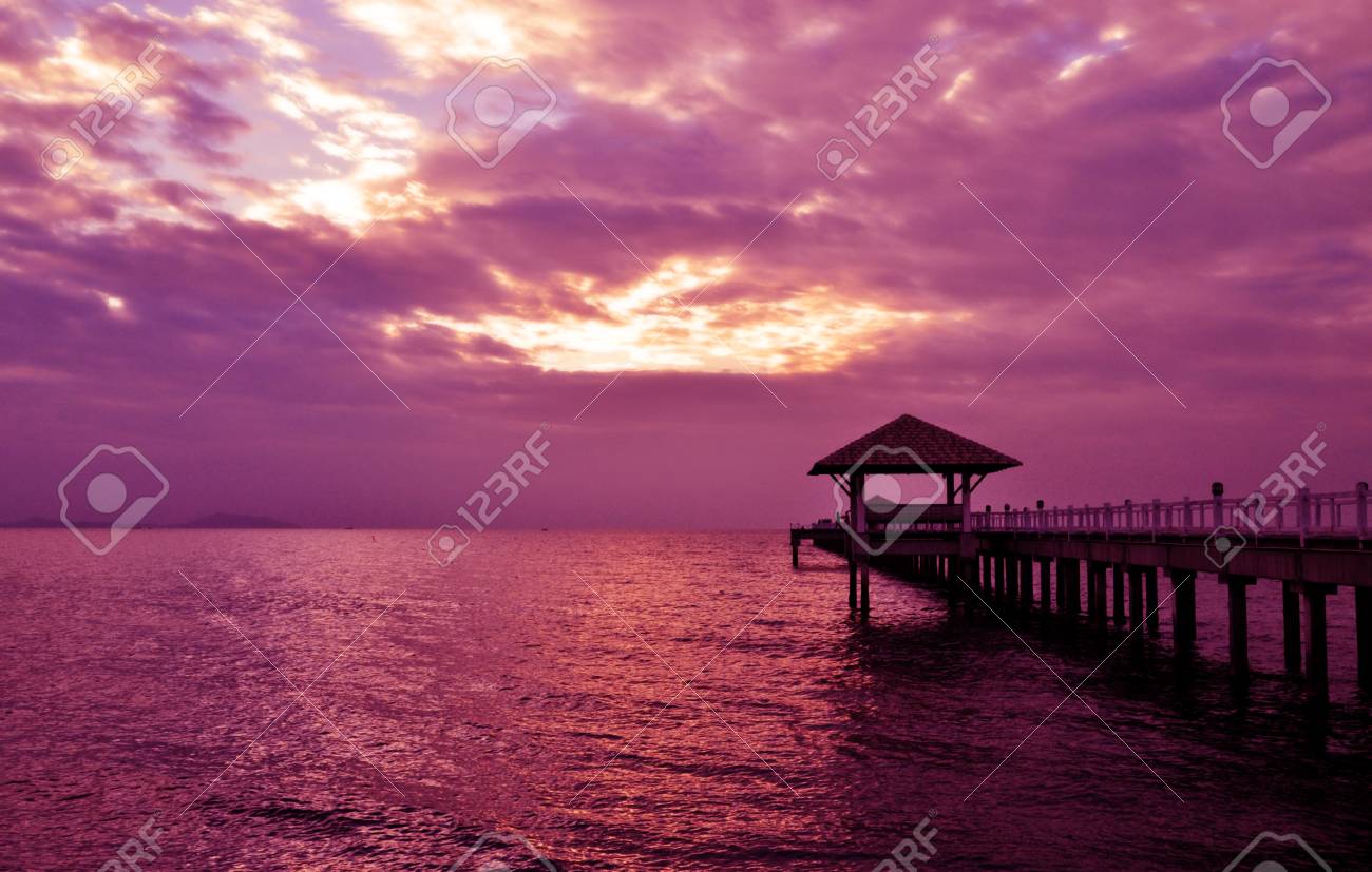 Sunset Background Sriracha Thailand Stock Photo Picture And