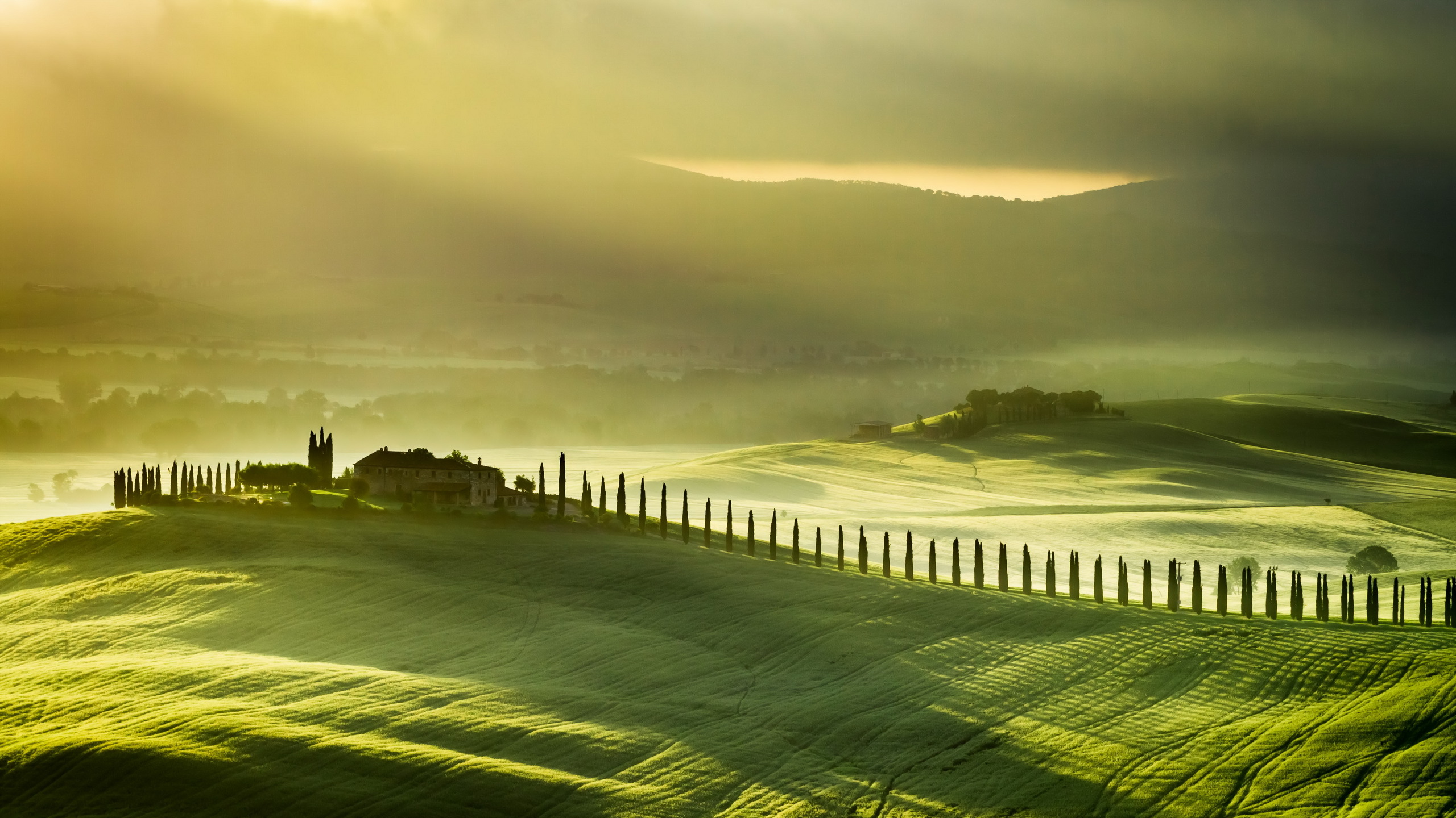 Italy Green Farm Landscape Hills Widescreen High Resolution Wallpaper