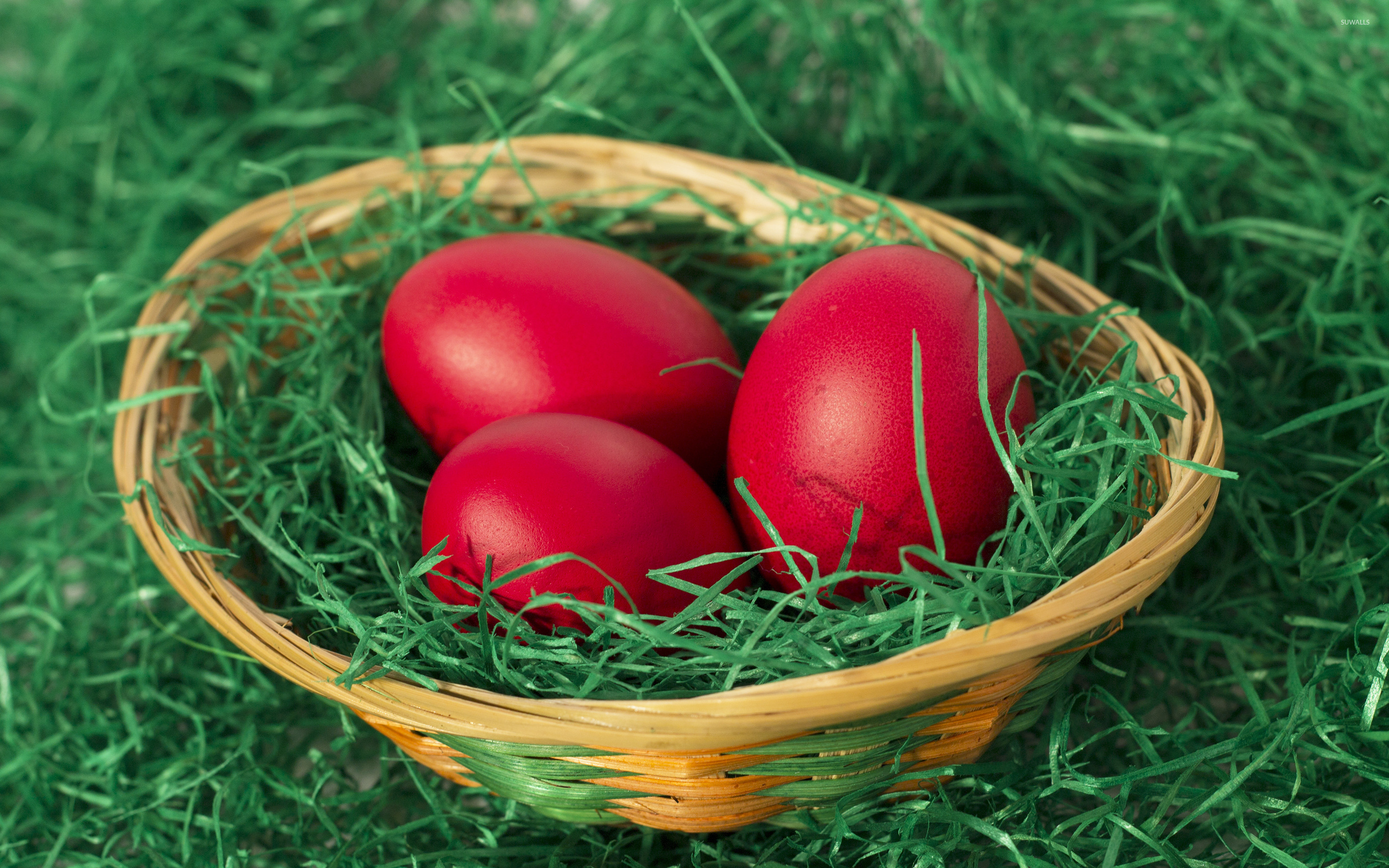 Easter Eggs In A Basket Wallpaper Holiday