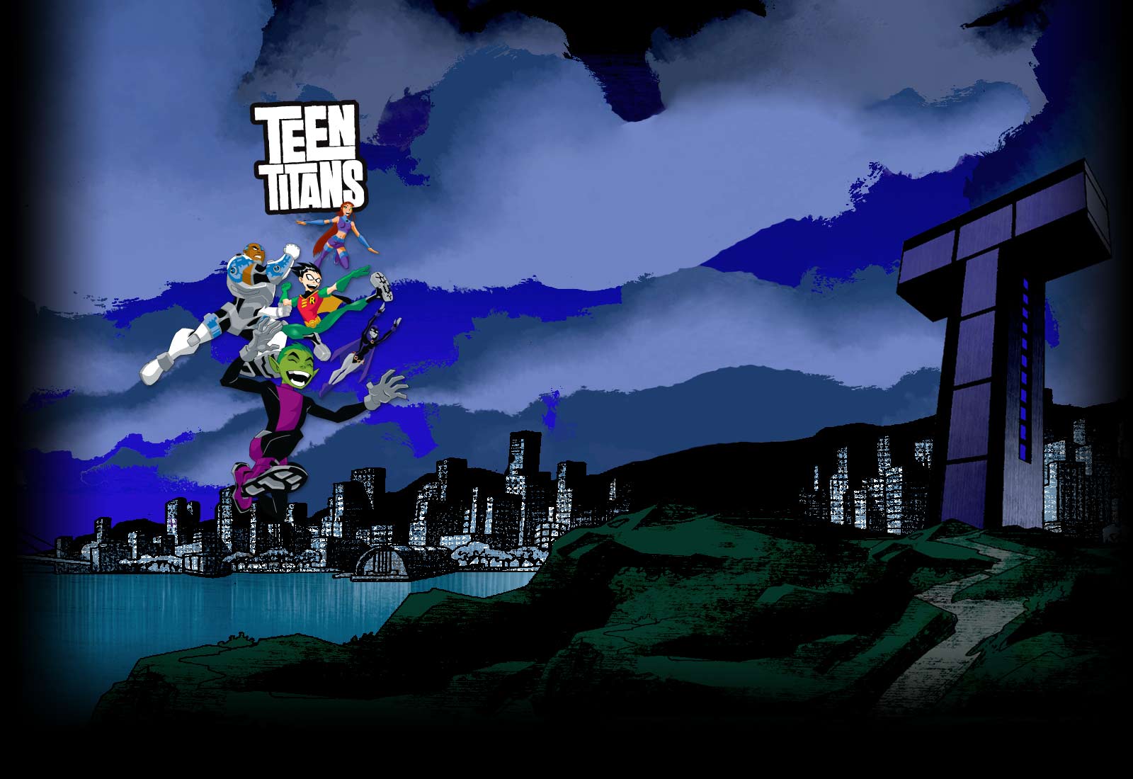 Wallpaper Azul Teen Titans No Jogos Dos Jovens