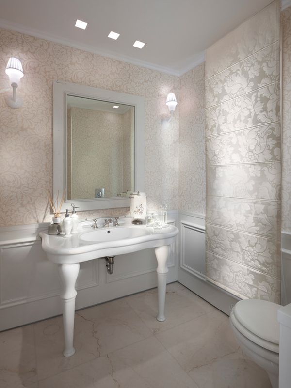 silver bathroom wallpaper