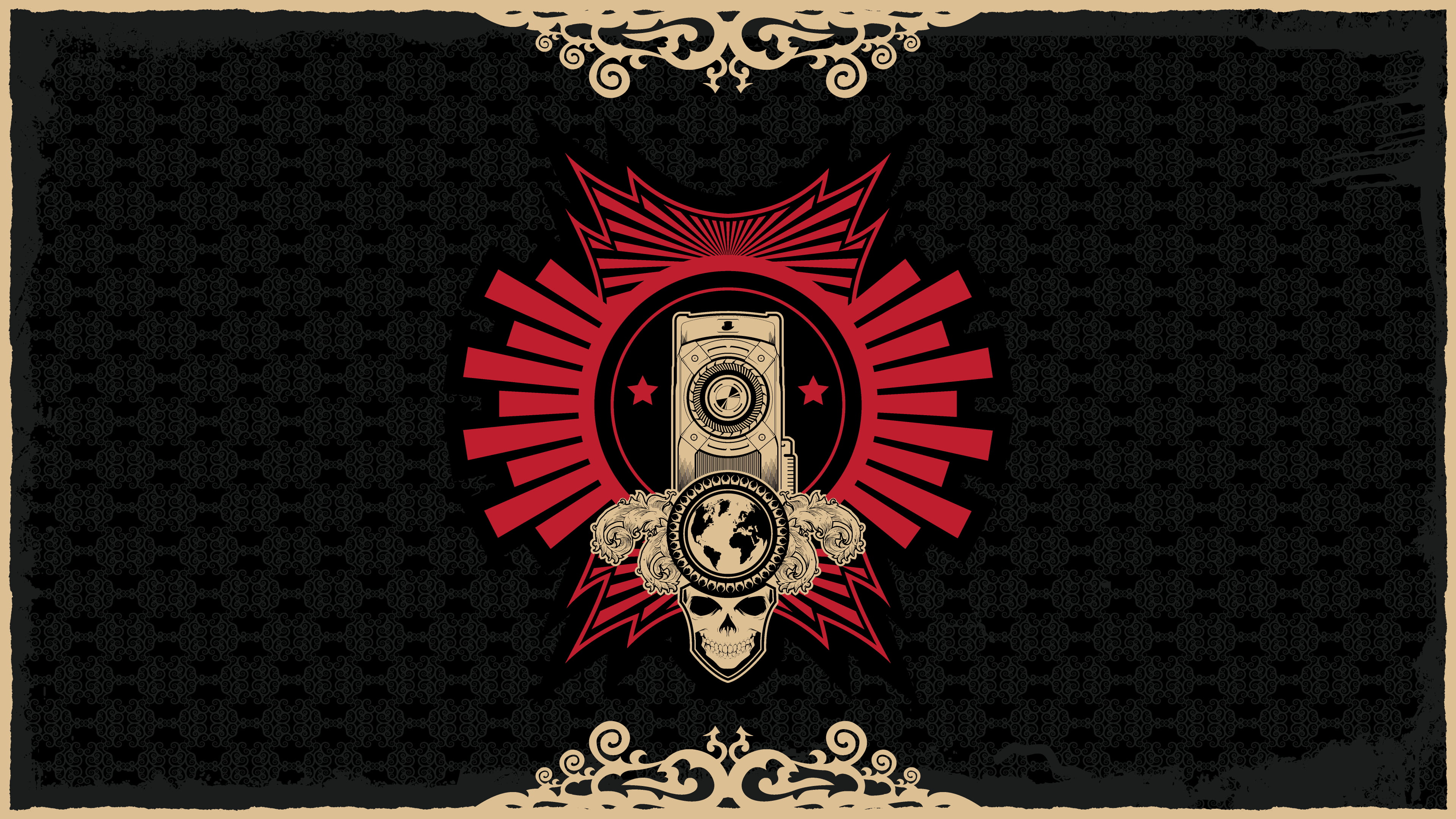 White Skull On Red Background HD Wallpaper