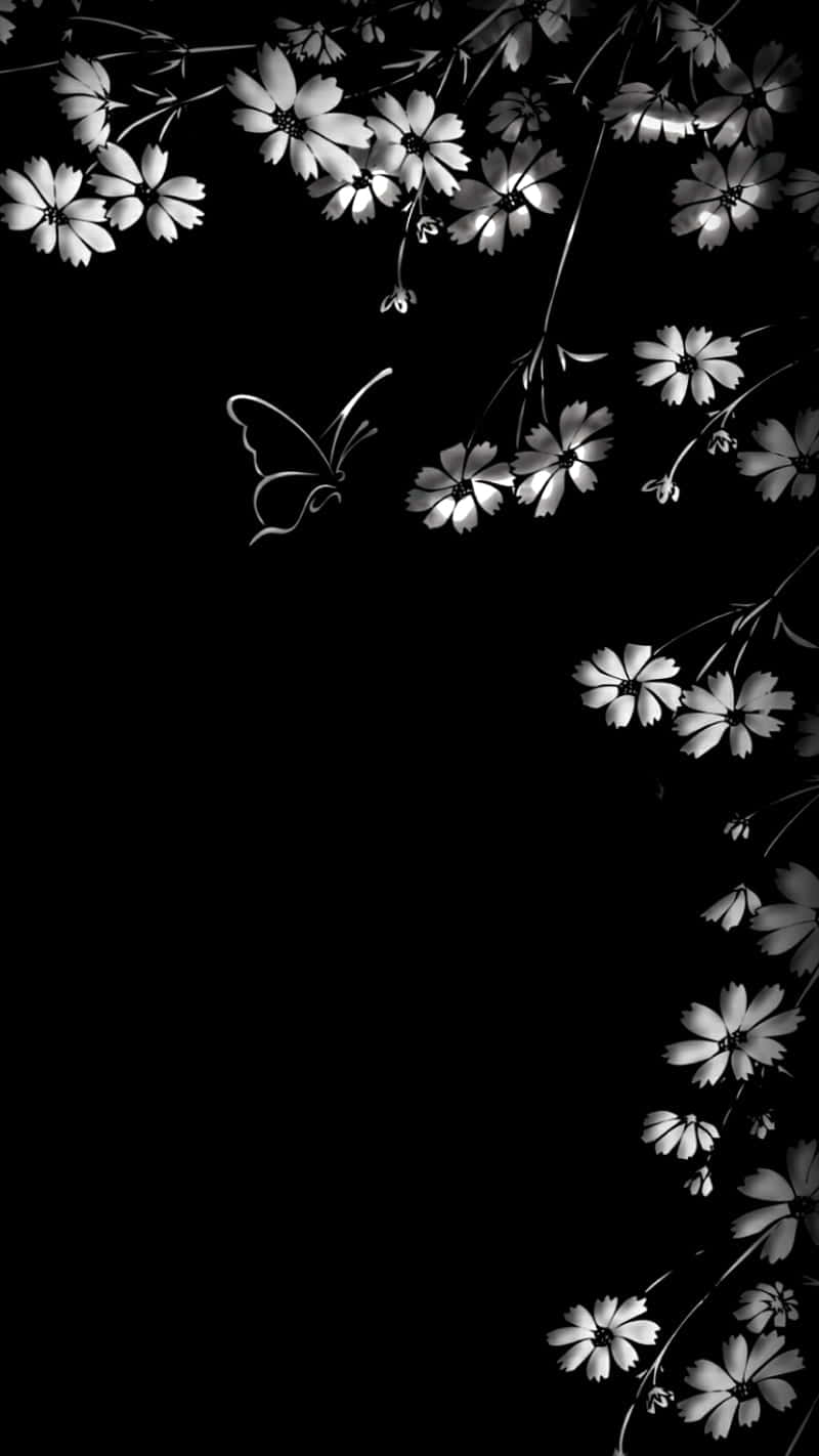 Black Floral iPhone Wallpaper