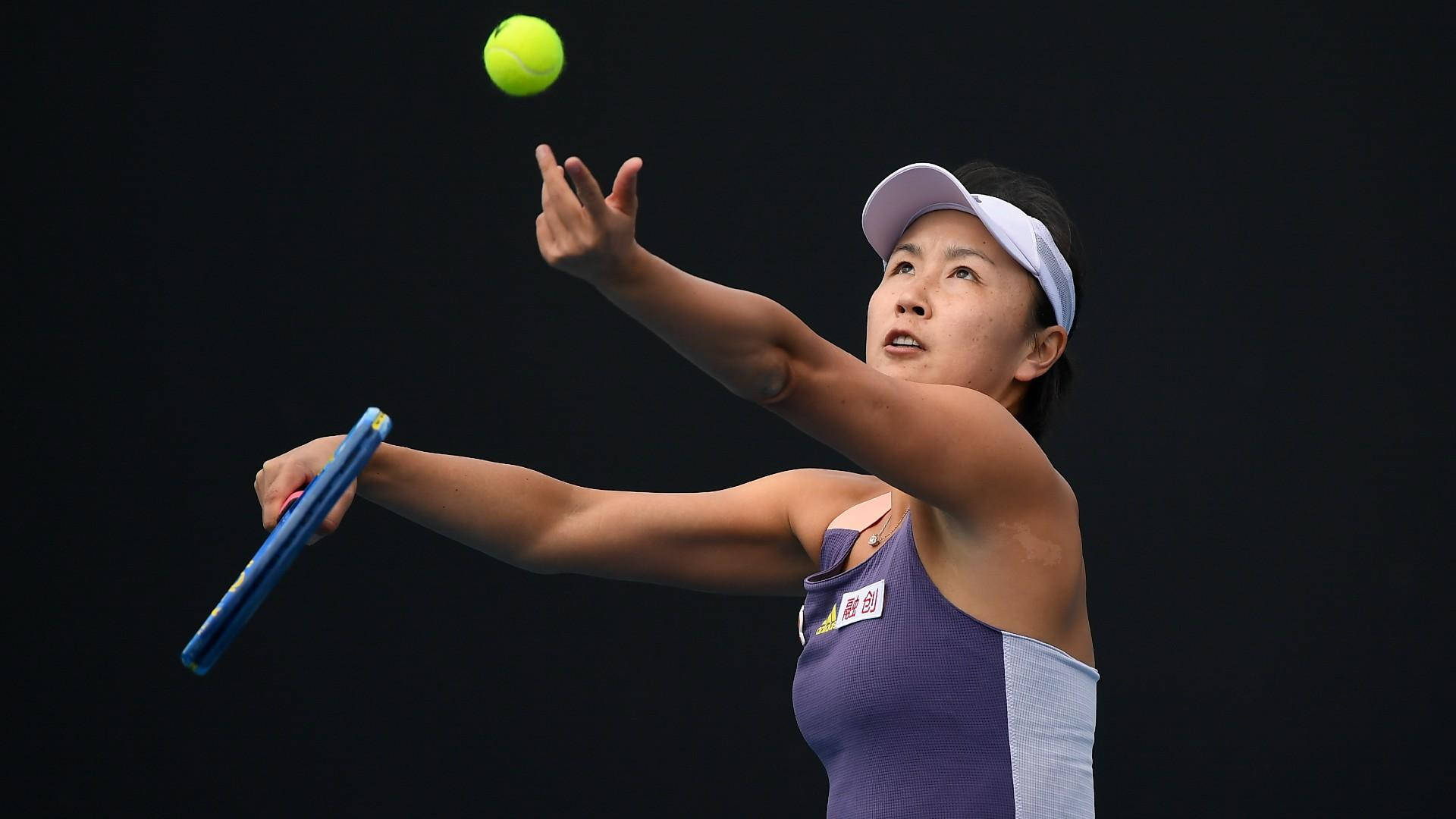 Shuai Peng Throwing Tennis Ball Wallpaper