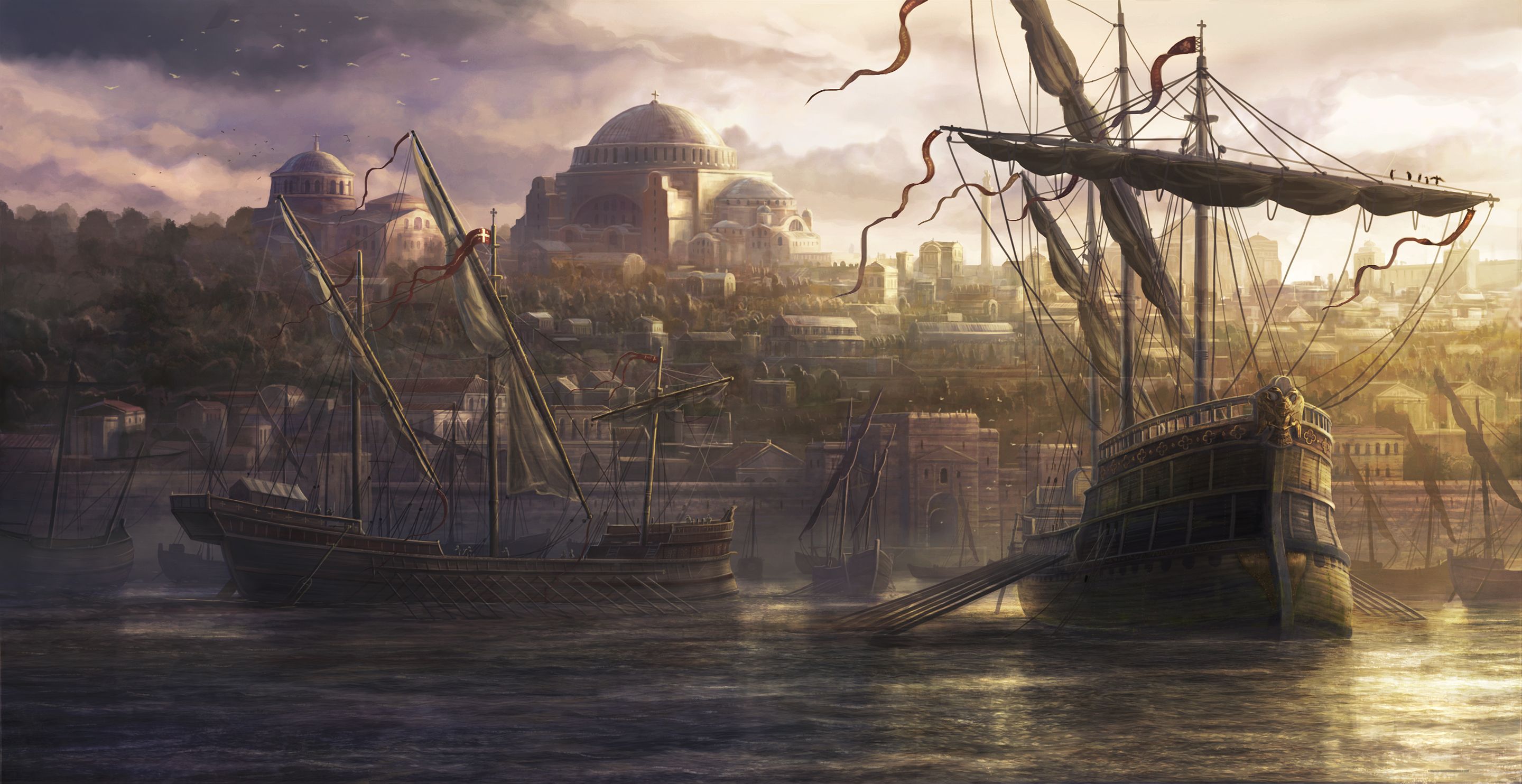 Constantinople Fantasy Landscape Total War Background Image