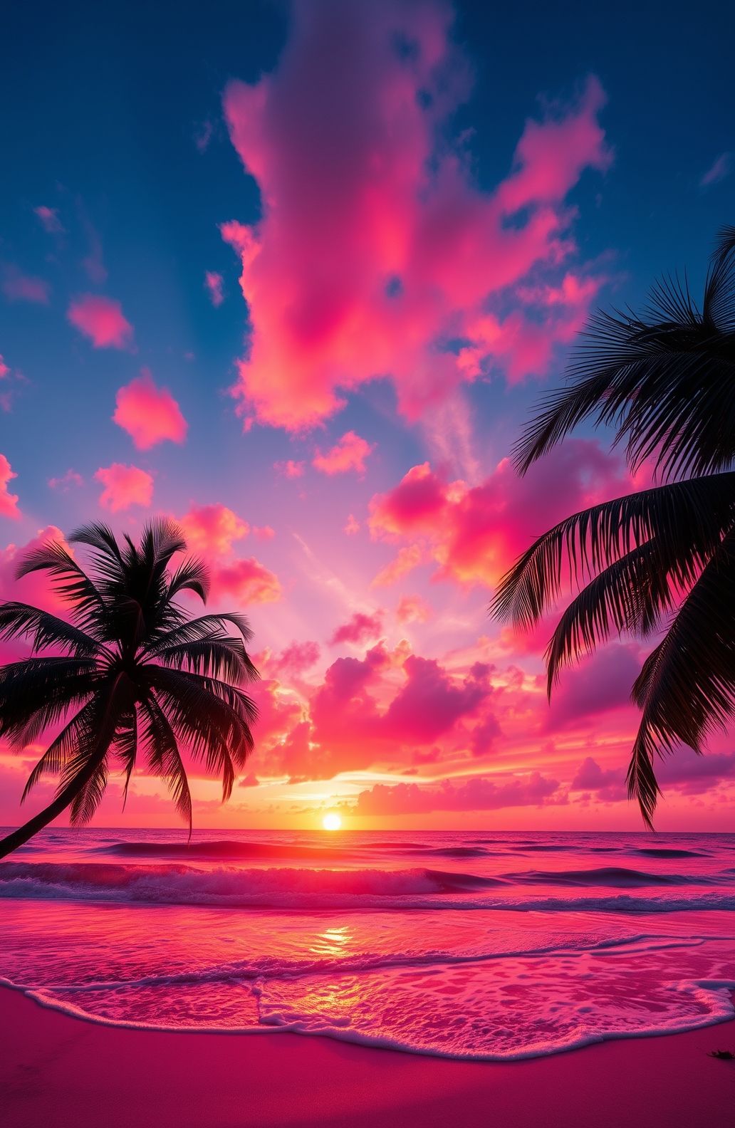 Pink Beach Sunset Wallpaper
