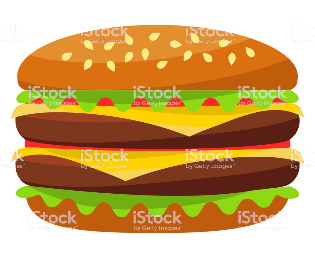 Colorful Burger Hamburger Cheeseburger Fast Food Icon Poster