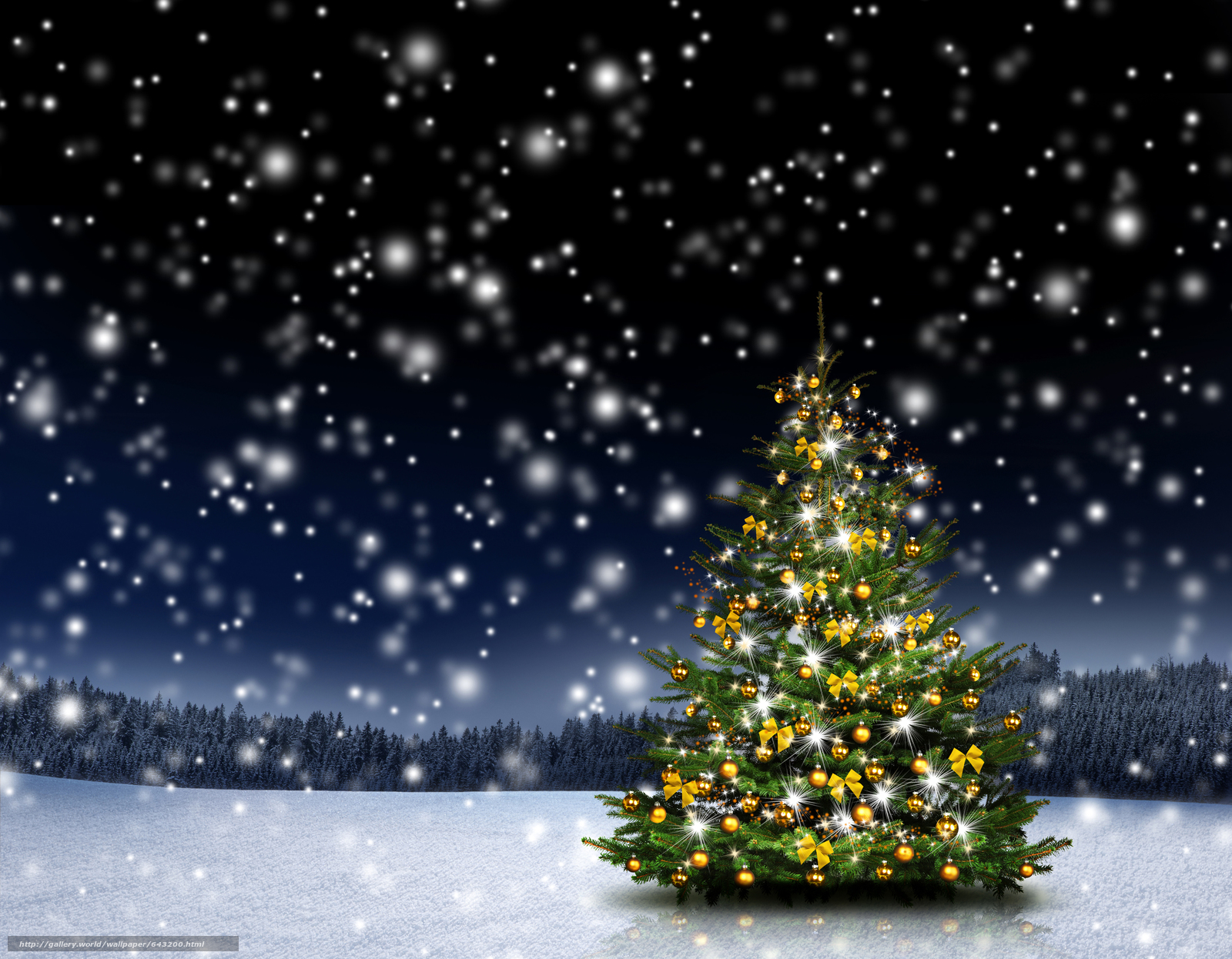 Hintergrund Weihnachtsbaum Schnee Christmas Wallpaper