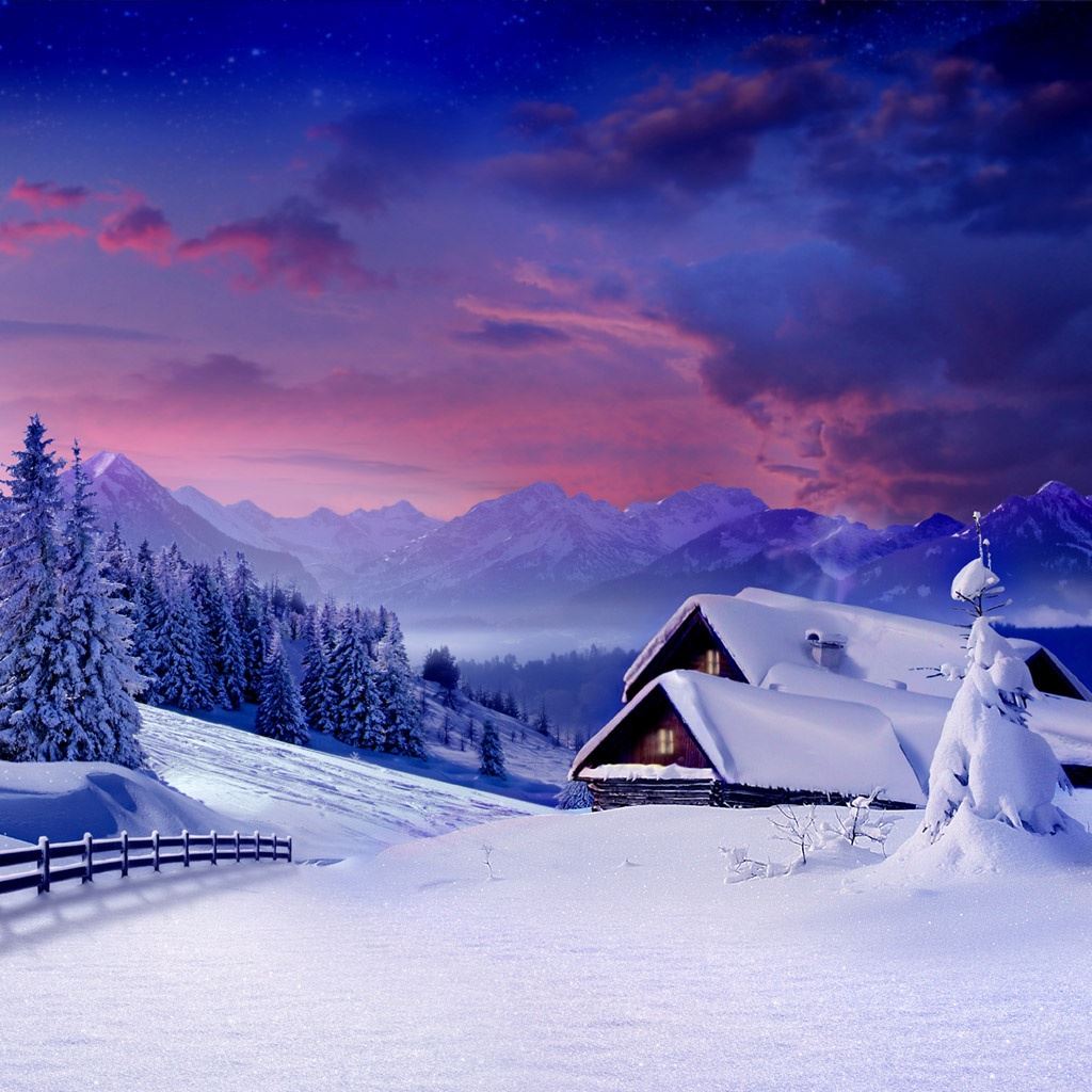 Snowy Scenery iPad Wallpaper