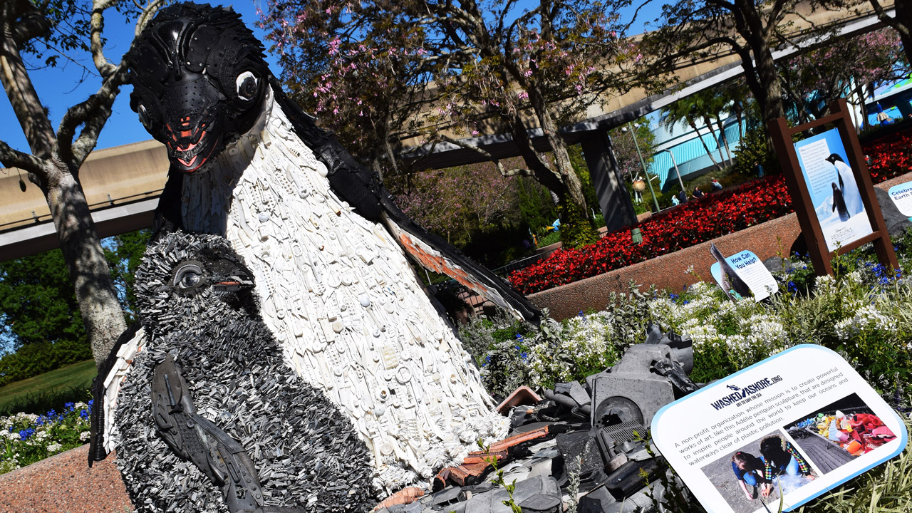 Marine Debris Sculpture Celebrates Disneynature Penguins And