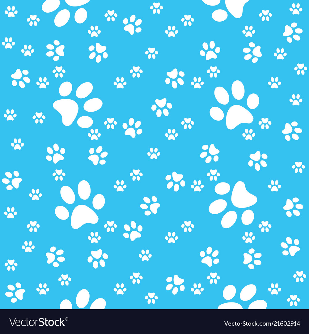 Paws Background Paw Blue Pattern Royalty Vector Image