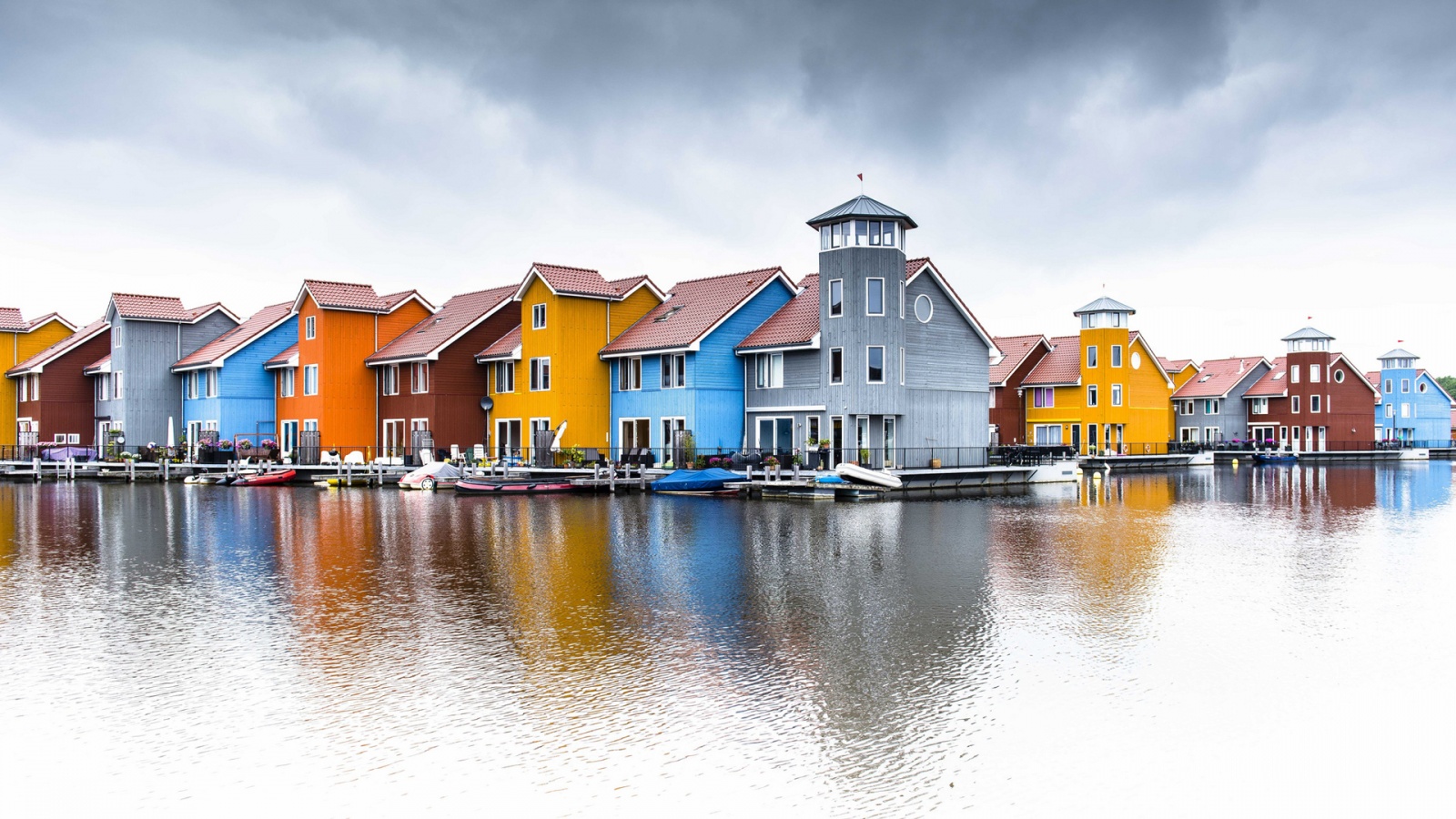 Colorful Houses Water Reflection Wallpaper For X
