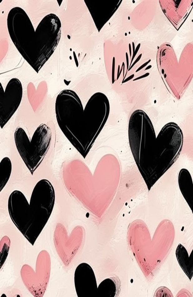 Pink And Black Heart Wallpaper