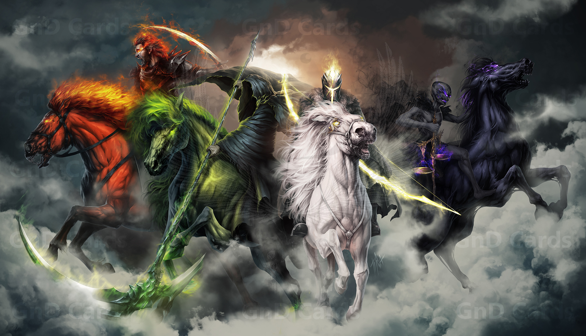 Four Horsemen Of The Apocalypse Fantasy Wallpapers 2000x1148