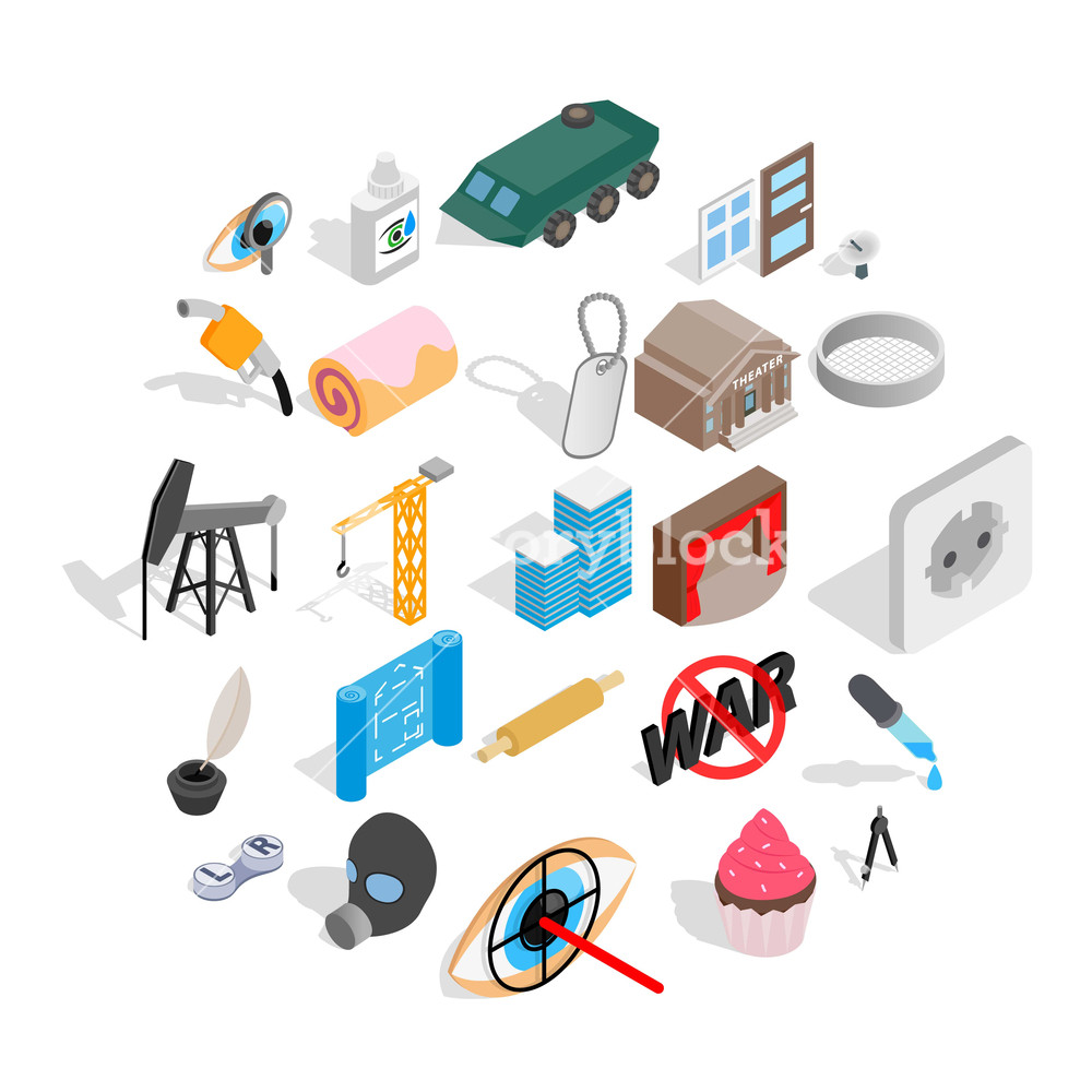 Creature Icons Set Isometric Of Vector For
