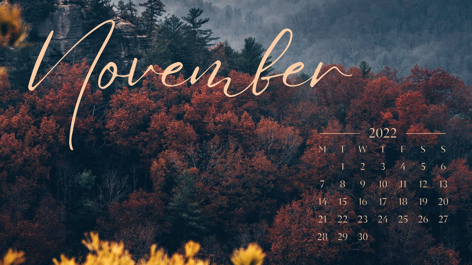 Autumn Aesthetic Laptop November Calendar Wallpaper