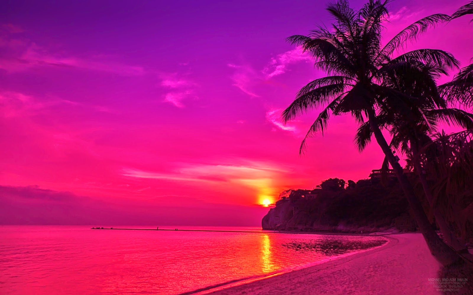 Beach Sunset Wallpaper Jpg Hot Pink