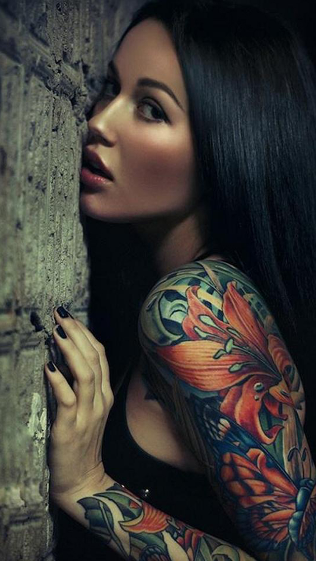 Sexy Sleeve Tattoo Girl iPhone Wallpaper Ipod HD