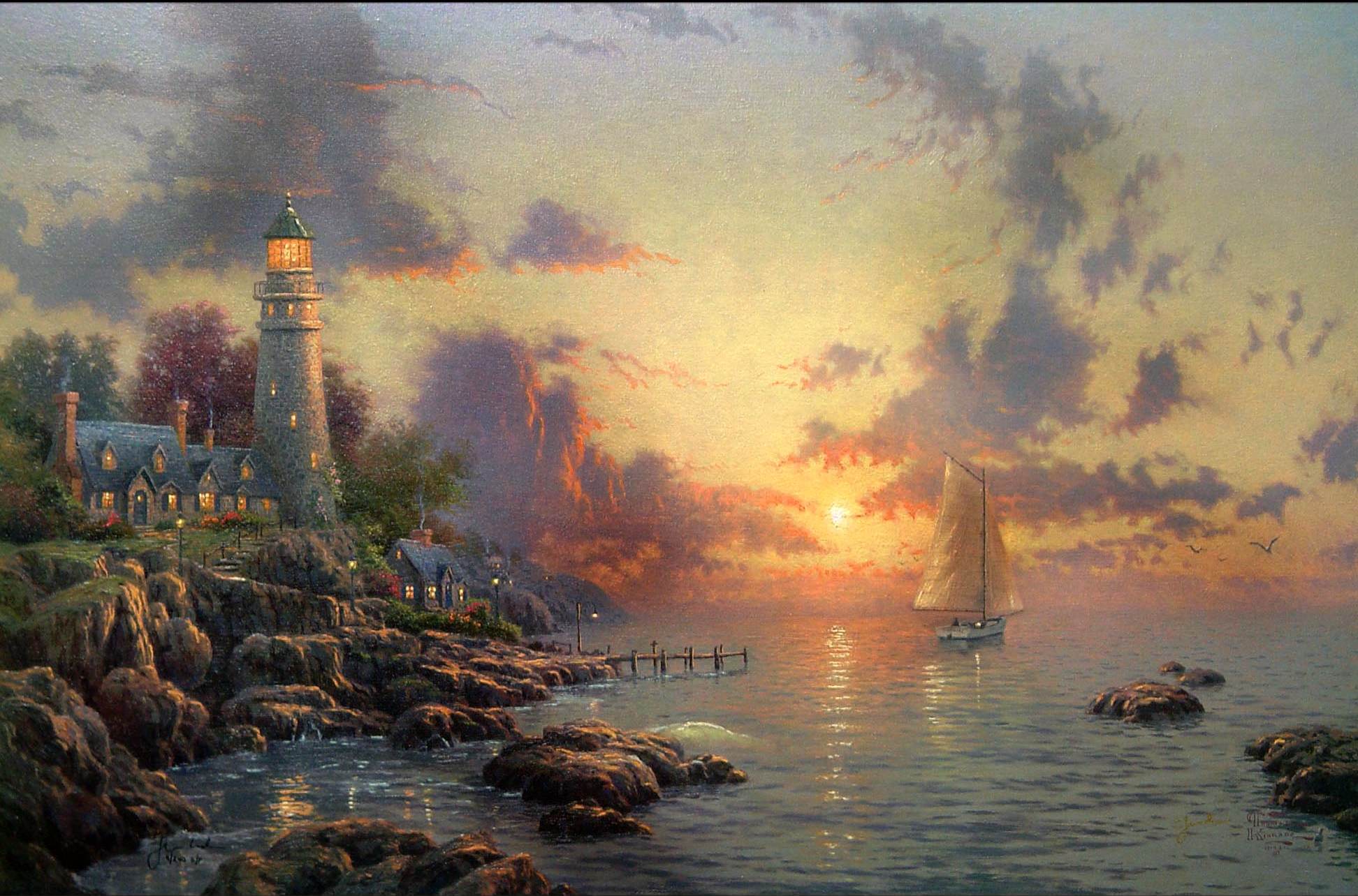 Thomas Kinkade Lighthouse Wallpaper WallpaperSafari   JBP3IT 